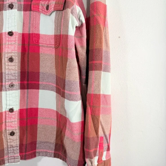 Patagonia Women’s Long Sleeve Fjord Flannel Button Down Shirt Red White 14 - Picture 5 of 10